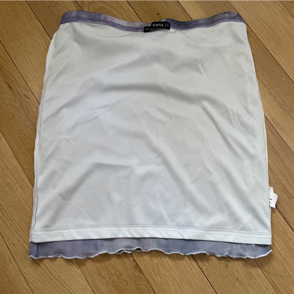 ZAFUL Mesh Ruched Renaissance Print Bodycon Skirt - Size 8 - Picture 6 of 10